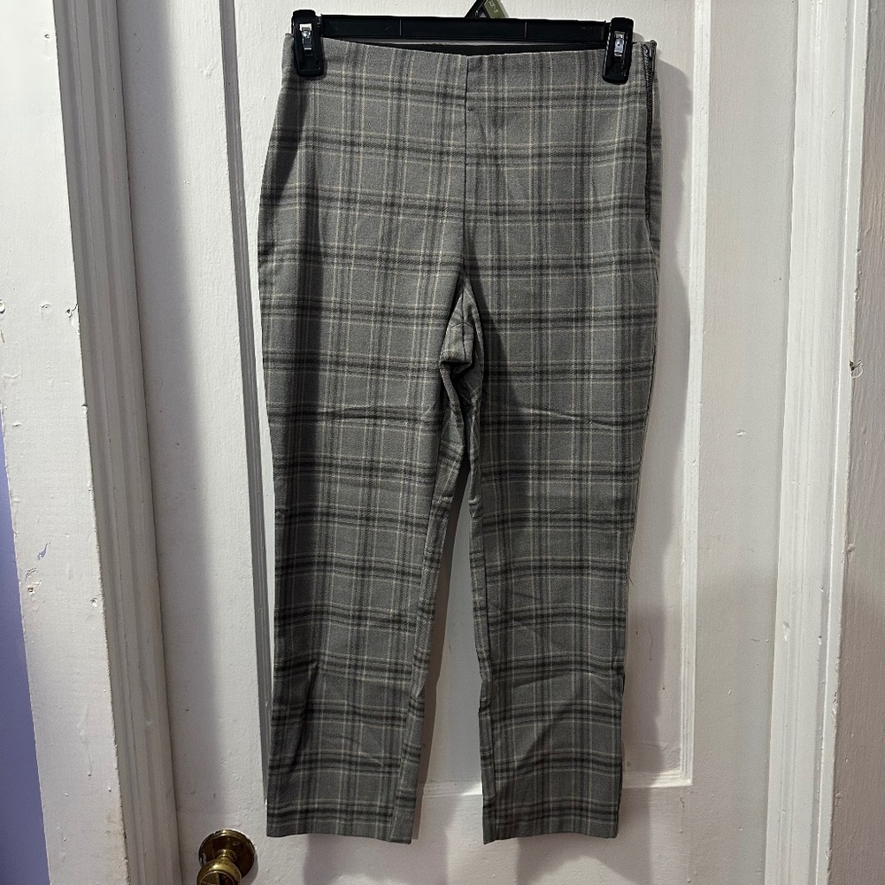 Nine West Side Zip Skinny Plaid Dress Pants In 8P